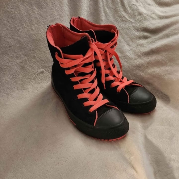 Converse Black and Pink High-Top Sneakers - Picture 2 of 2